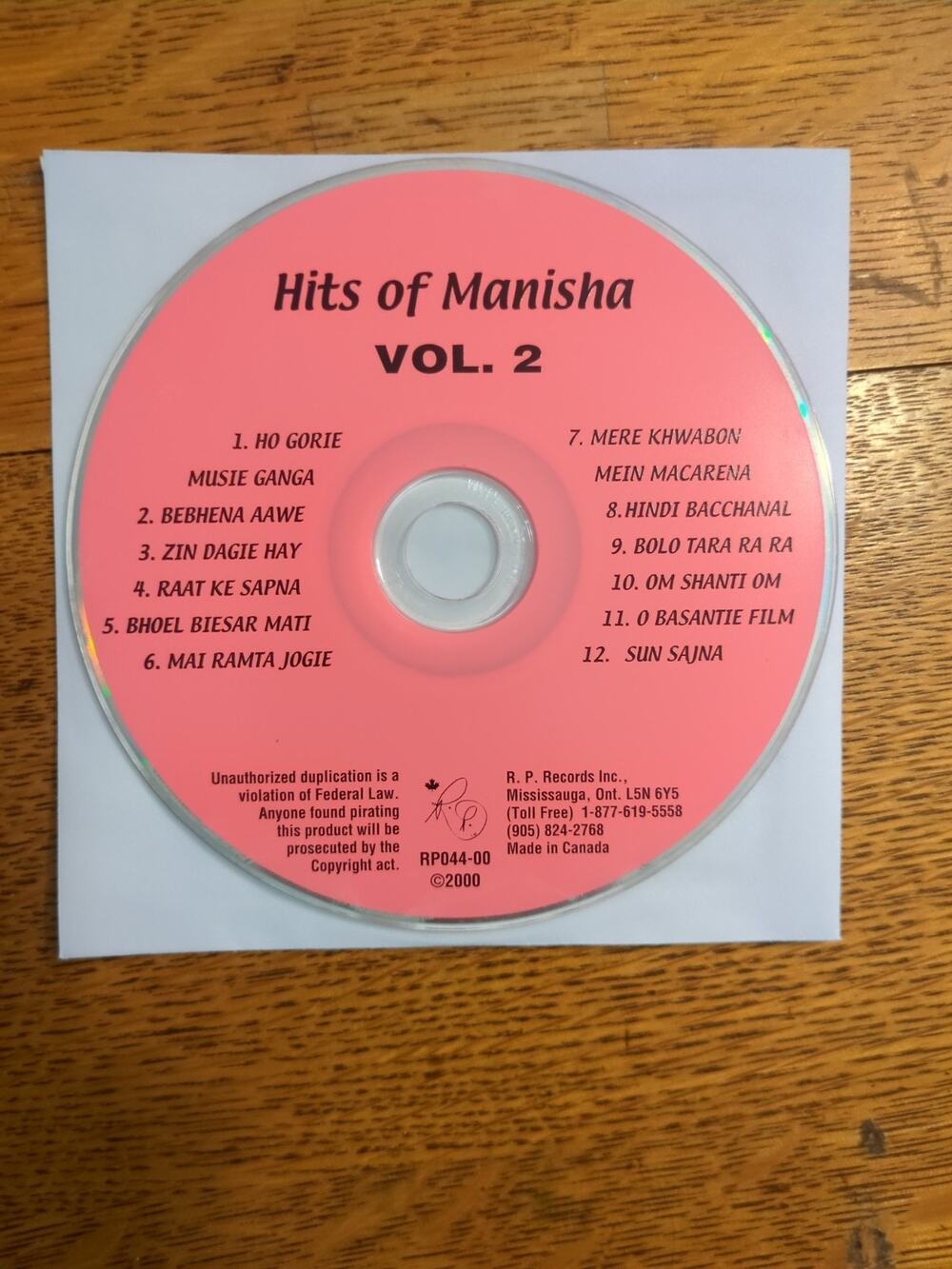 Hits of ManishaVOL. 2 Cd Disc Only